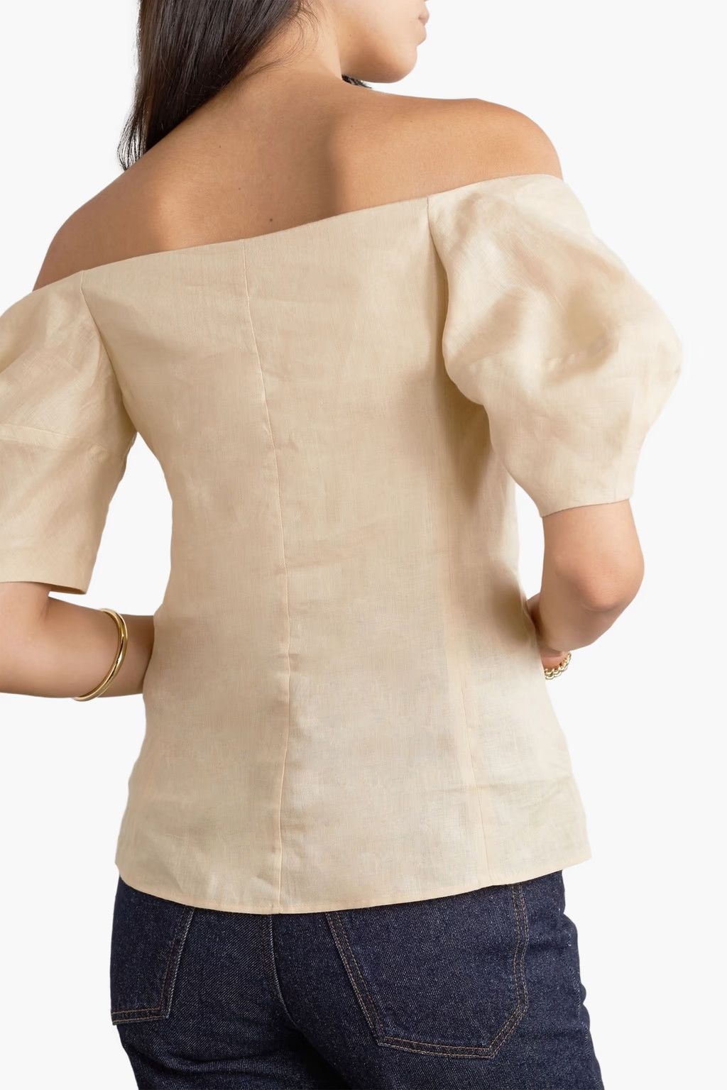 Chloe o1y0825 Linen Shirt in Beige Size S / US 4 / IT 40 - 3 Thumbnail