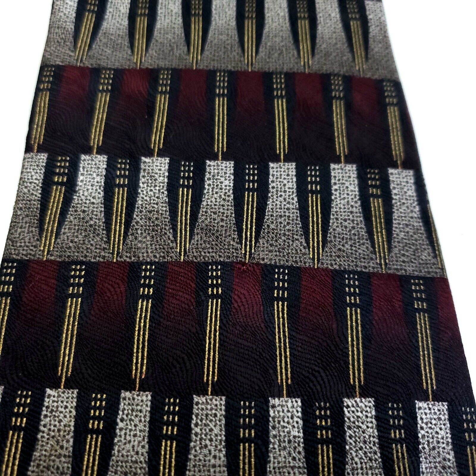 Designer Dimoggio Beige Red Jacquard Print Abstract Geometric Wide Si Size ONE SIZE - 2 Thumbnail