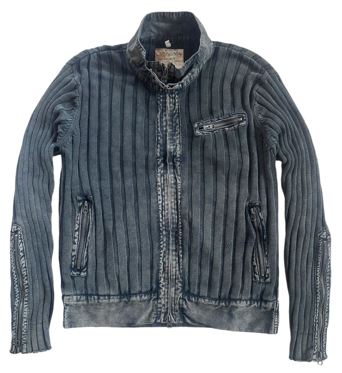 image of Distressed Denim x If Six Was Nine Vintage Knitted Black Distressed Hybrid Jacket (Size Medium)