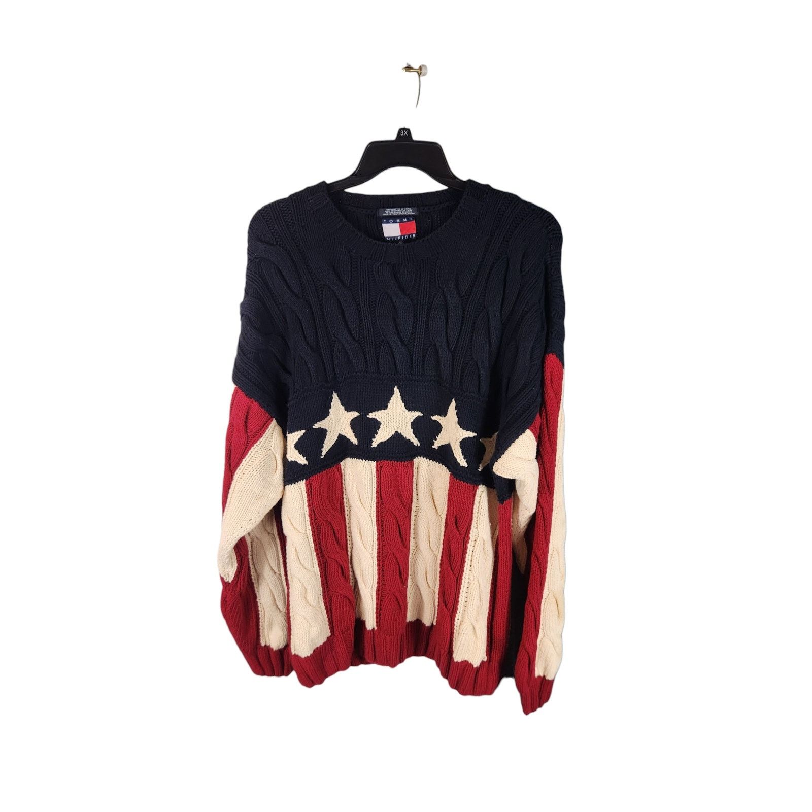 Tommy Hilfiger Vintage Tommy Hilfiger USA Stars Cable Knit Sweater men's XL Size US XL / EU 56 / 4 - 1 Thumbnail