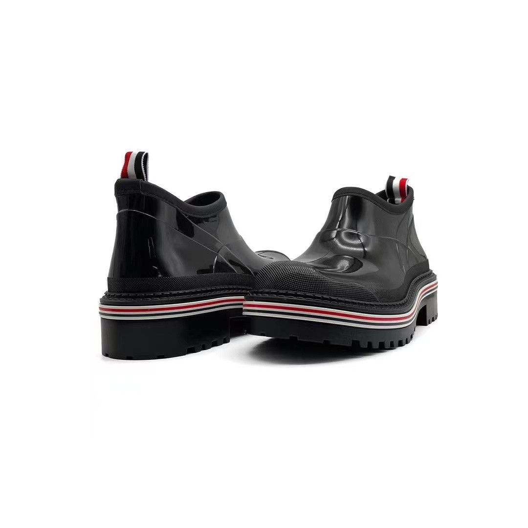image of Thom Browne Stripe Trim Ankie Boots in Black, Men's (Size 9)