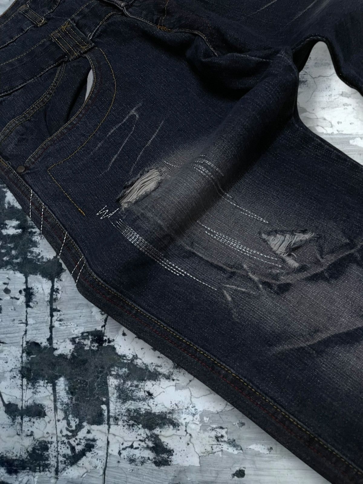 Japanese Brand Vintage Og 90s Japan Designer CEO Mad Punk Spider Web Denim Size US 30 / EU 46 - 8 Thumbnail