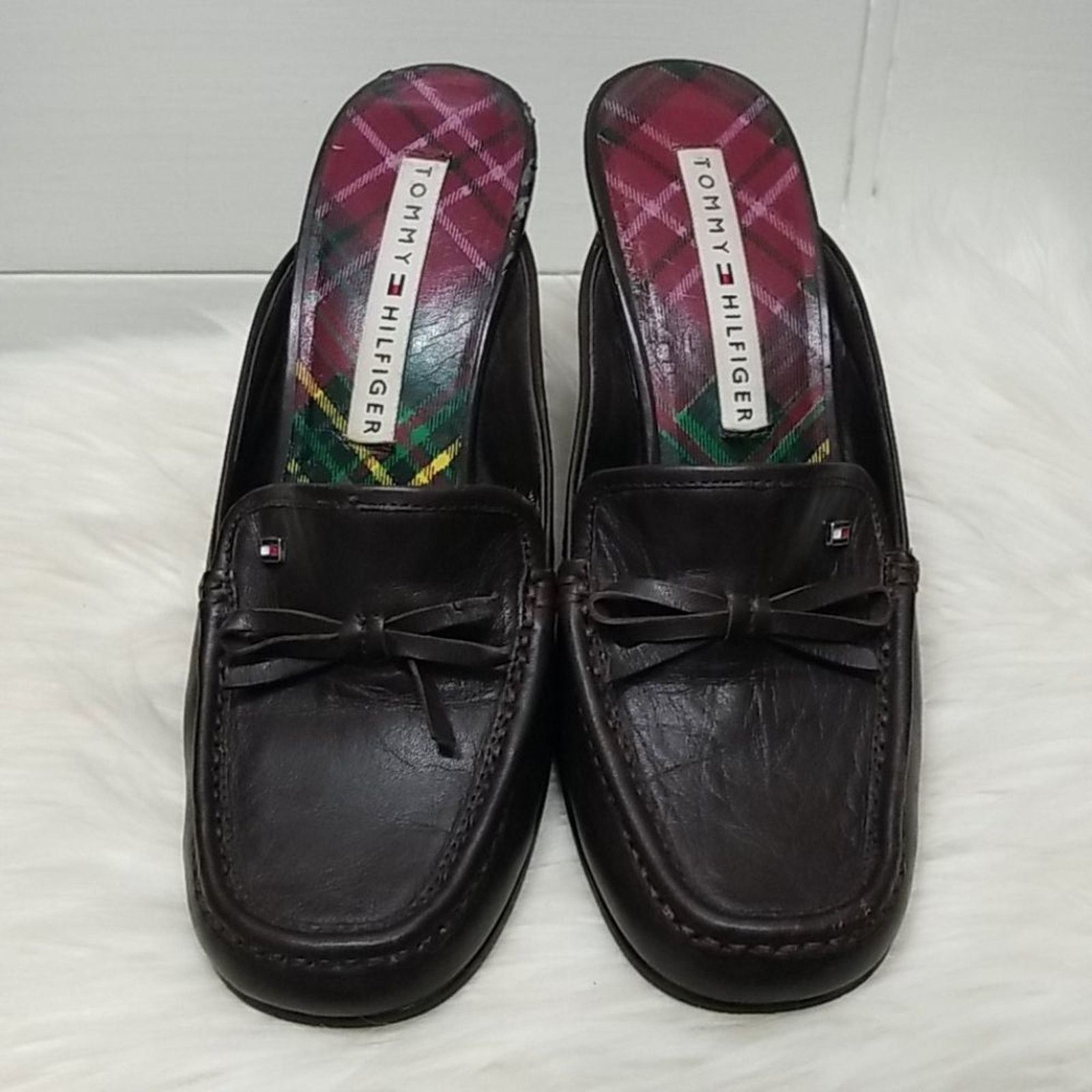 Tommy Hilfiger Vintage 90's Tommy Hilfiger Brown Heel Mules Size US 8 / IT 38 - 1 Thumbnail