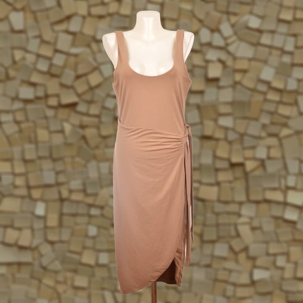 Vintage Lovers + Friends Kahlo Midi Sleeveless Dress Tan M Women Solid Sleeveless Midi Dress Brown Size M Womens Size M / US 6-8 / IT 42-44 - 1 Thumbnail
