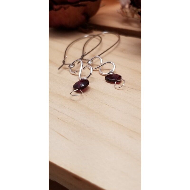 Handmade Handmade Dainty Silver & Purple Dangle Earrings Size ONE SIZE - 3 Thumbnail