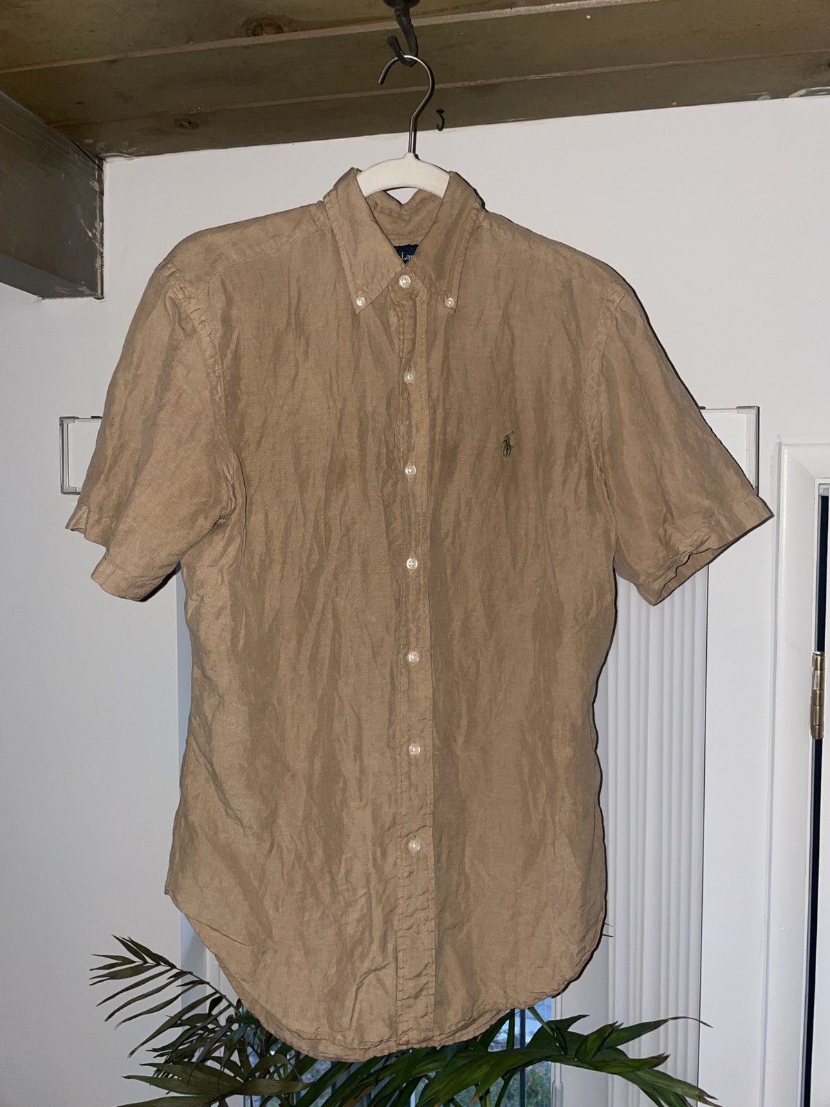 Ralph Lauren Linen Silk blend short sleeved button down shirt tan Size US S / EU 44-46 / 1 - 1 Thumbnail