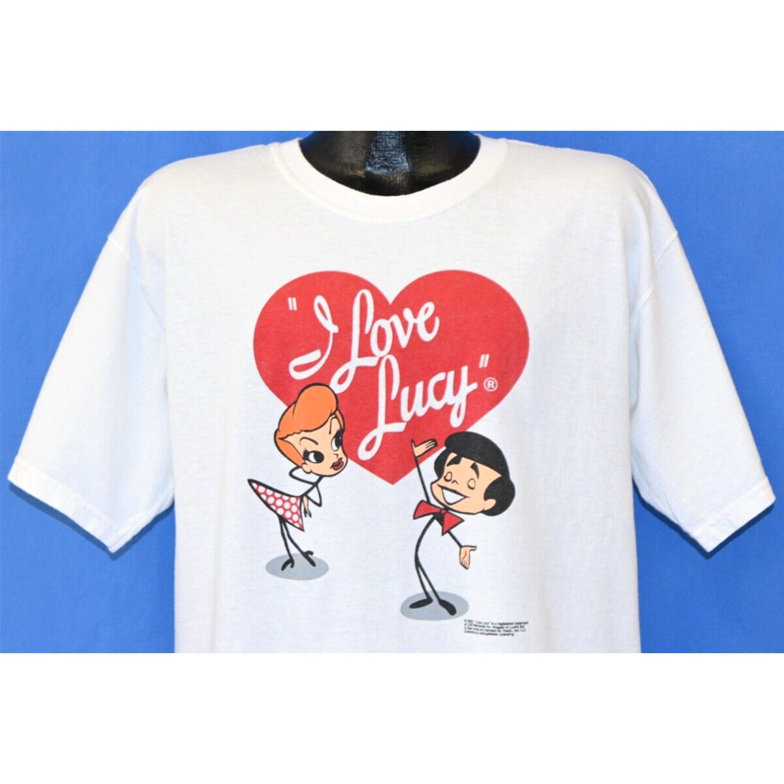 Image of Vintage Y2K 2002 I Love Lucy Cbs Sitcom Tv Series Lucille Ball Desi Arnaz T-Shirt XL in White, Men'