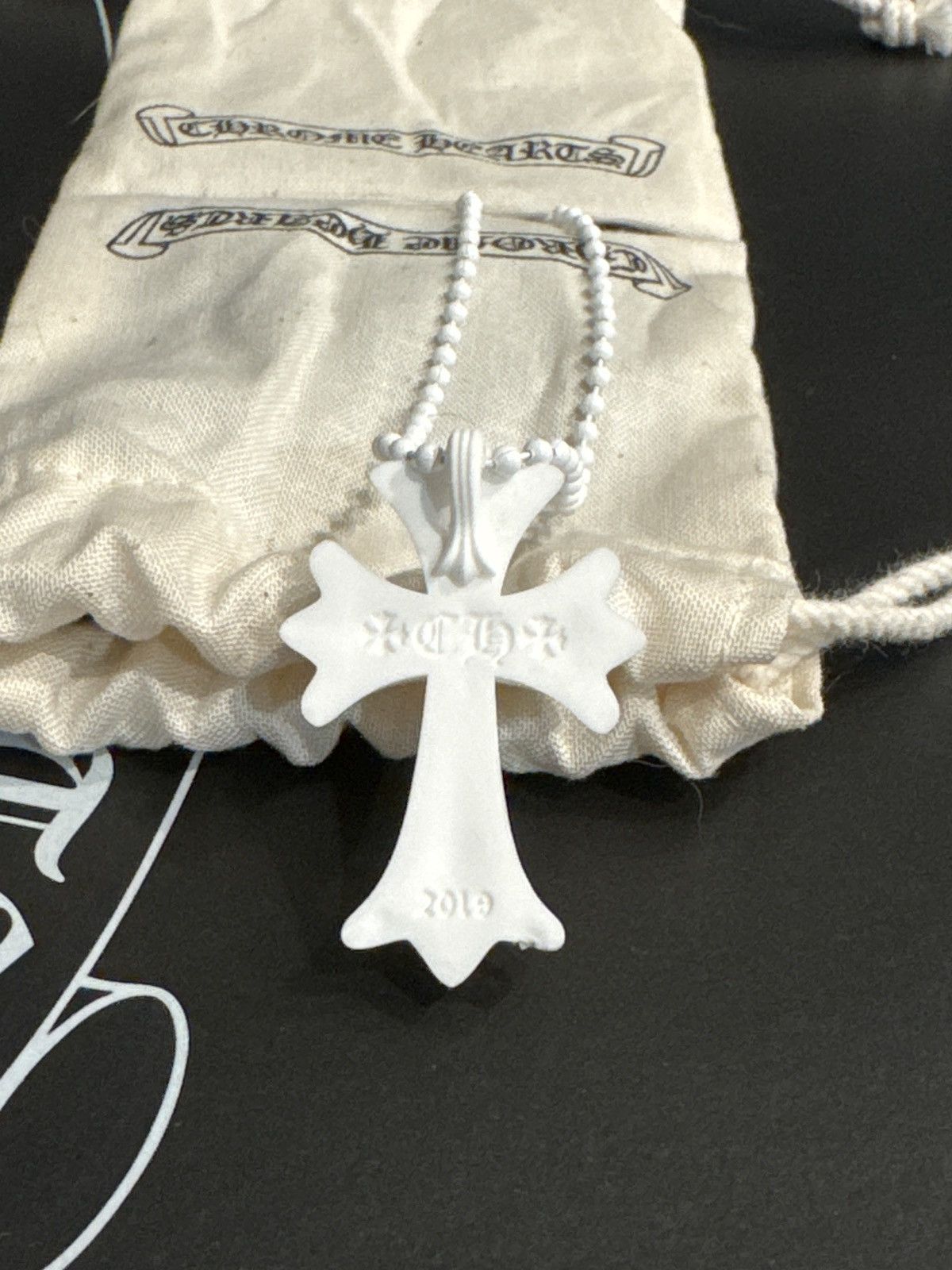 Chrome Hearts Rubber Small CH Cross Silicon Necklace White