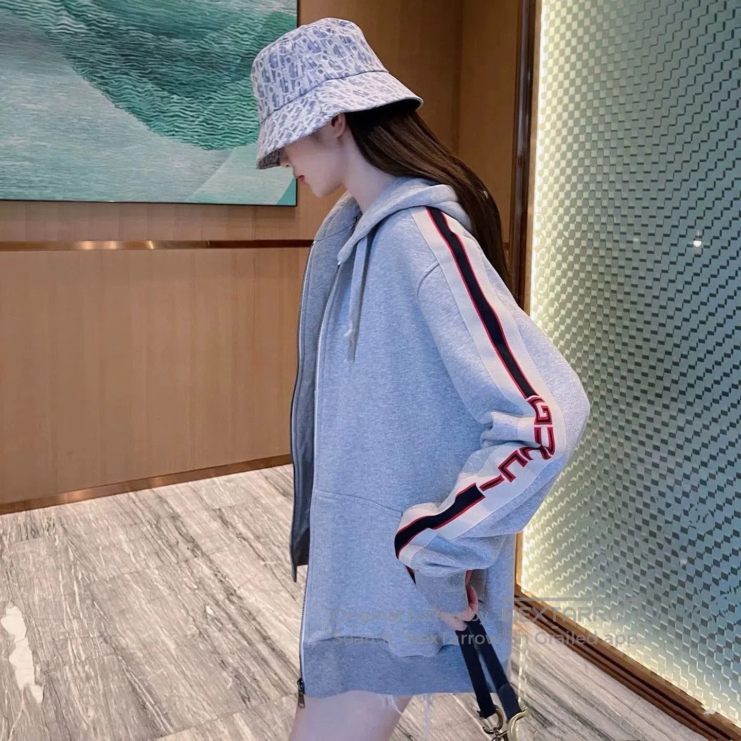 Gucci gucci gray zip-up hoodie with logo stripes. Size US XL / EU 56 / 4 - 6 Thumbnail