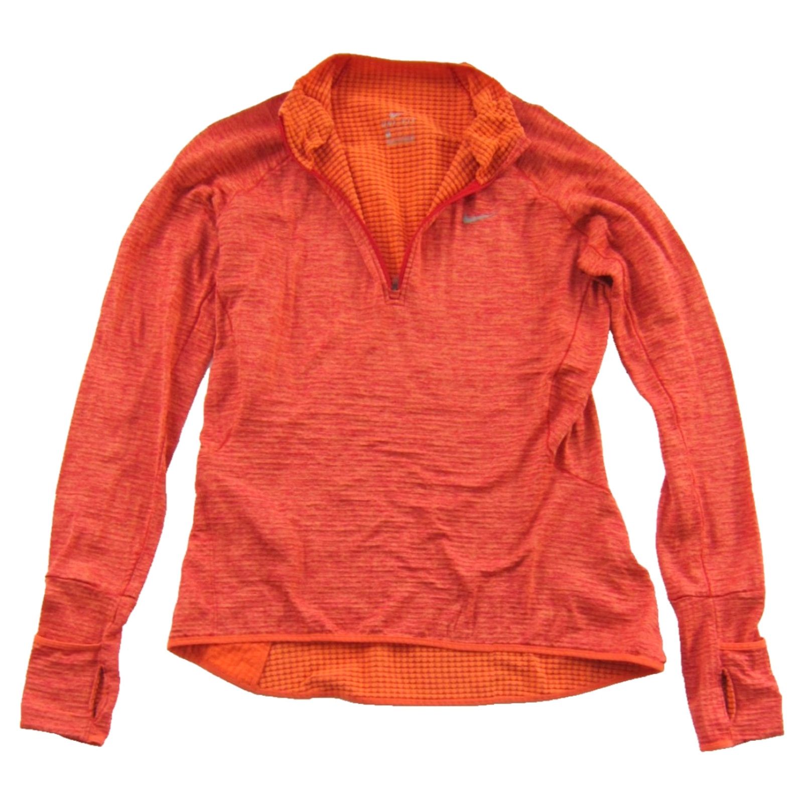 Nike Nike Dri-Fit Orange Stretch 1/4 Zip Pocket Run Workout Long Sleeve Top Women M Size M / US 6-8 / IT 42-44 - 4 Thumbnail