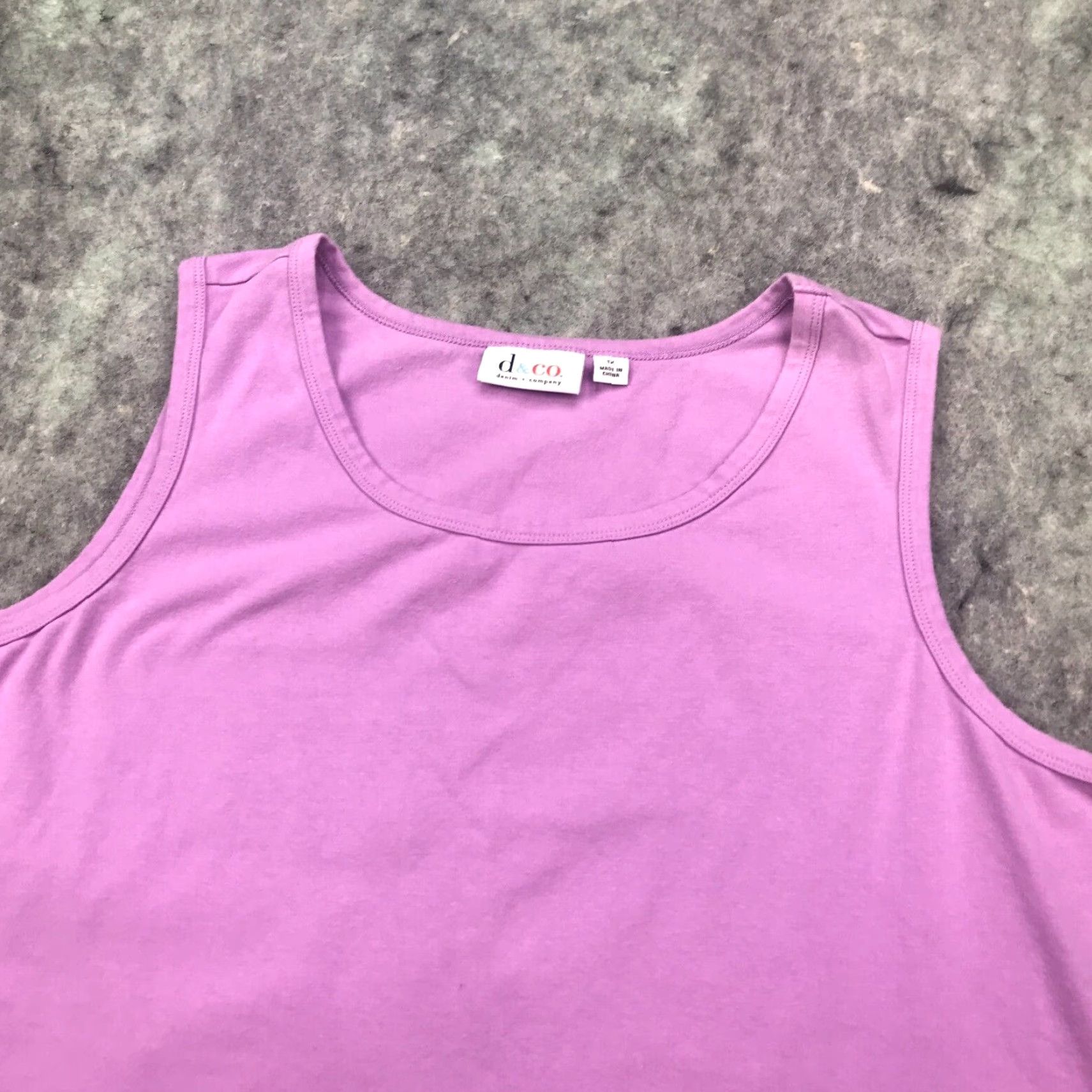 Denim & Co. VINTAGE Denim & Co. Tank Top Shirt Women 1X Purple Cotton Spandex Jersey Sleeveless Casual 90s Event Mens Womens? Size XL / US 12-14 / IT 48-50 - 2 Thumbnail