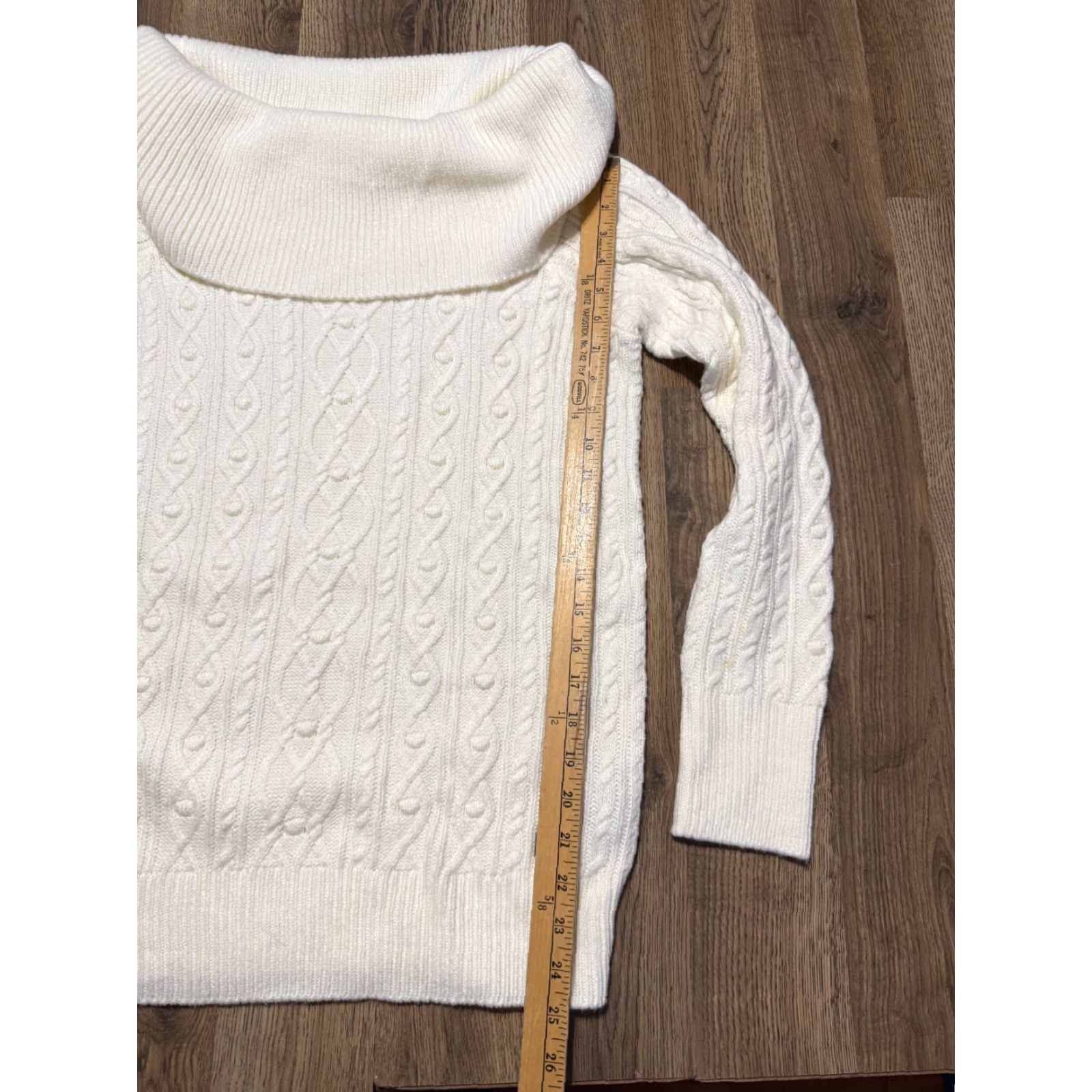 Tommy Hilfiger Tommy Hilfiger Sweater Women Large White Turtleneck Pullover Cable-Knit Regular Fit, Logo, Cotton Knit, Long Sleeve, Vintage: No Size L / US 10 / IT 46 - 6 Thumbnail