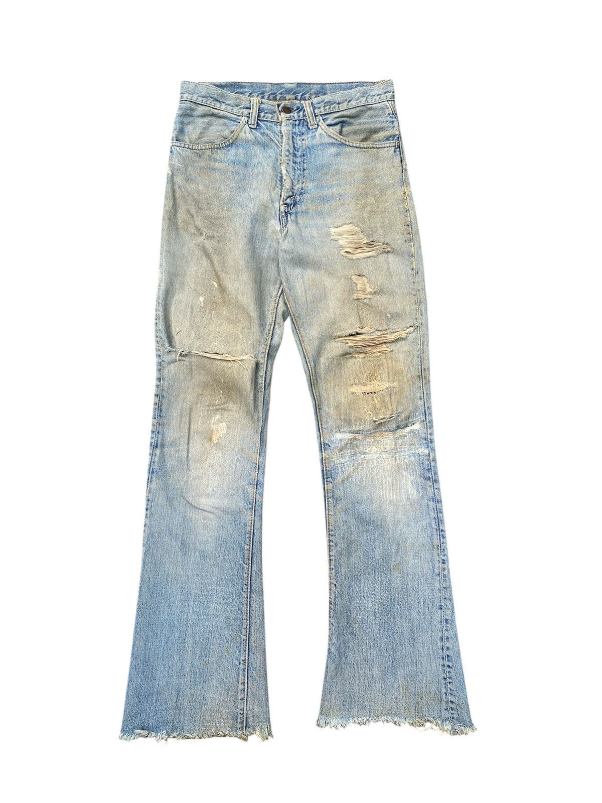 Vintage 60s Levis Orange Tab Capital E Distressed Flare Denim Size US 28 / EU 44 - 1 Thumbnail