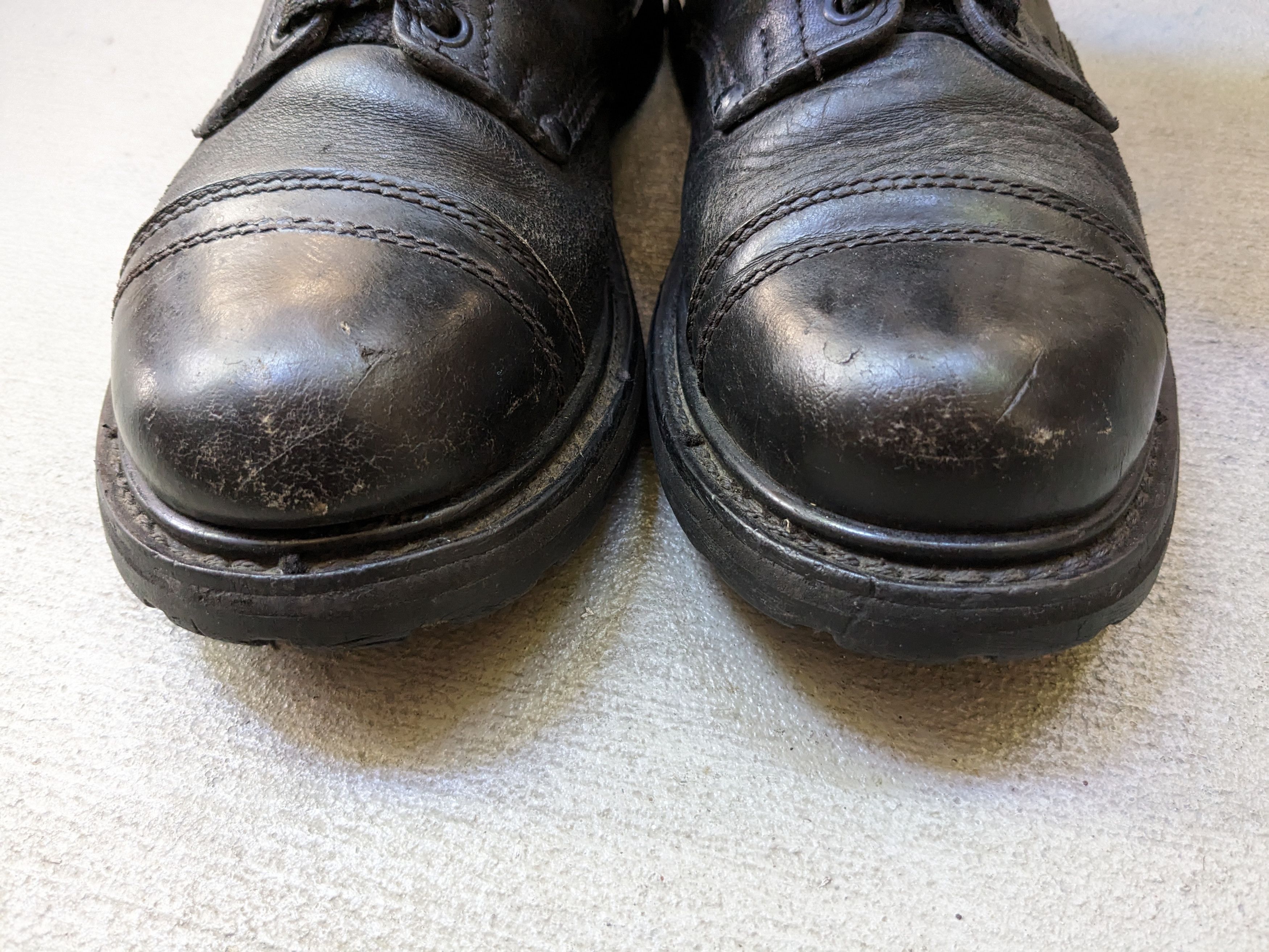 Genuine Leather Vintage Combat Boots Black 9.5 Leather Chunky Biker Moto Size US 9.5 / EU 42-43 - 2 Thumbnail