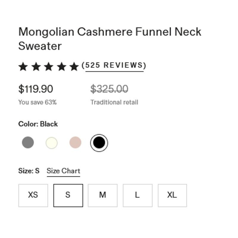 Quince Quince Mongolian Cashmere Funnel Neck Sweater Size S NWOT Size S / US 4 / IT 40 - 6 Thumbnail