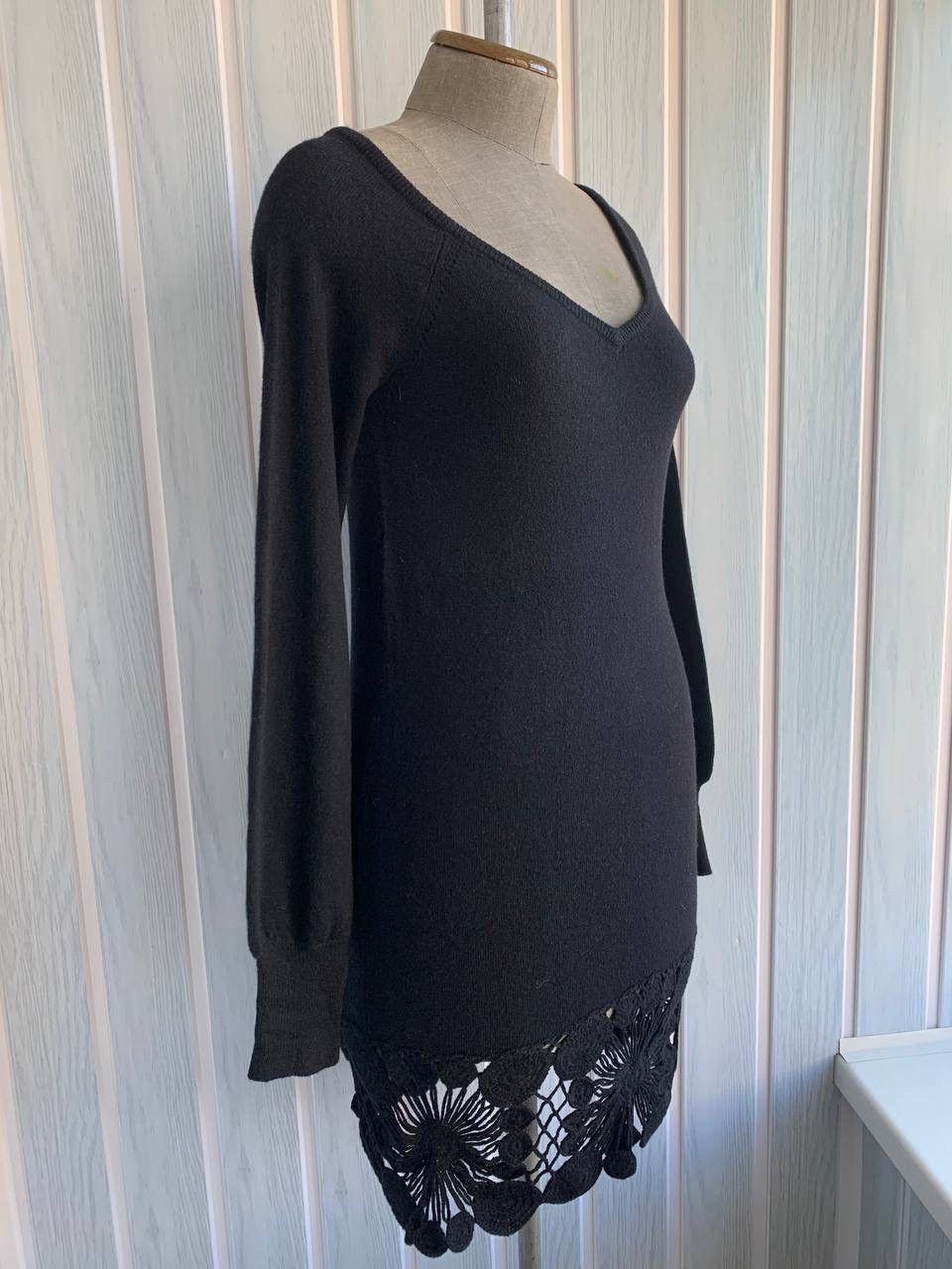 RED Valentino Red Valentino Black Wool & Cashmere Blend Knit A-Line Dress Size M / US 6-8 / IT 42-44 - 3 Thumbnail