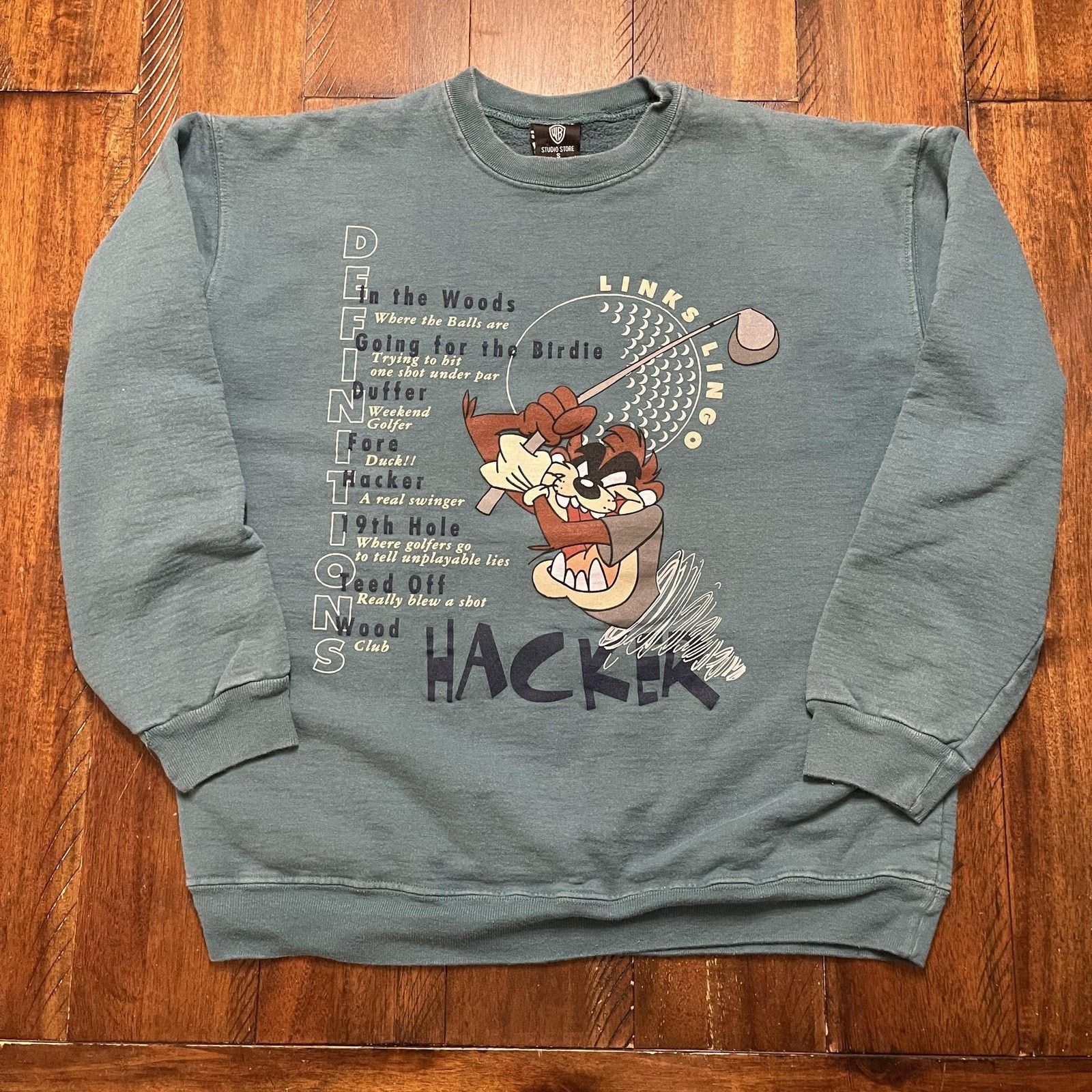 Vintage Vtg Looney Tunes Sweatshirt S Taz Golf Hacker Made USA 90s Size US S / EU 44-46 / 1 - 2 Thumbnail