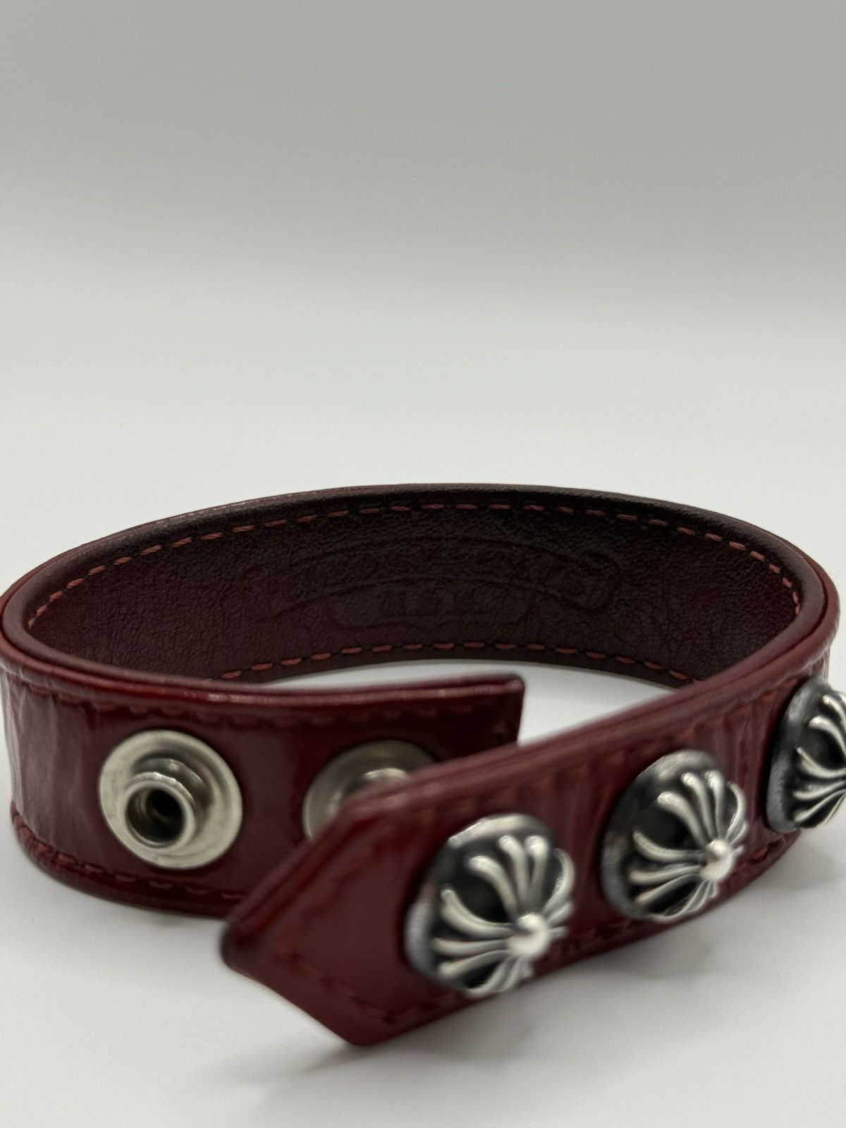 Chrome Hearts Chrome Hearts Leather Snap Bracelet Patent Red Size ONE SIZE - 3 Thumbnail