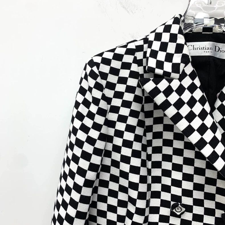Dior Dior Black and white color checkerboard cotton lapel doubl Size XS / US 0-2 / IT 36-38 - 3 Thumbnail