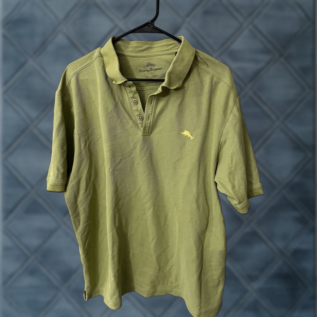 Tommy Bahama Tommy Bahama Polo Green Solid Men’s XL Shirt Size US XL / EU 56 / 4 - 1 Thumbnail