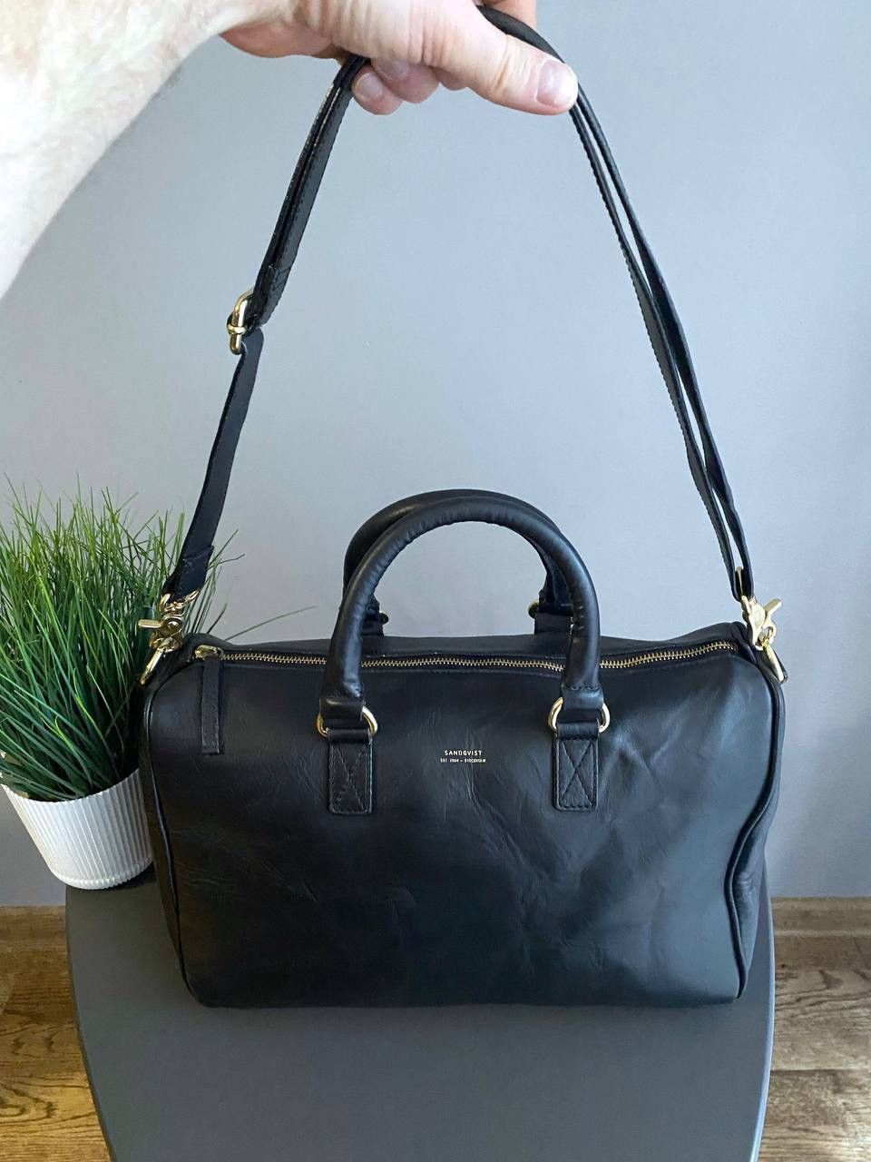 SANDQVIST Sandqvist Black Leather Handbag Shoulder Bag Size ONE SIZE - 7 Thumbnail