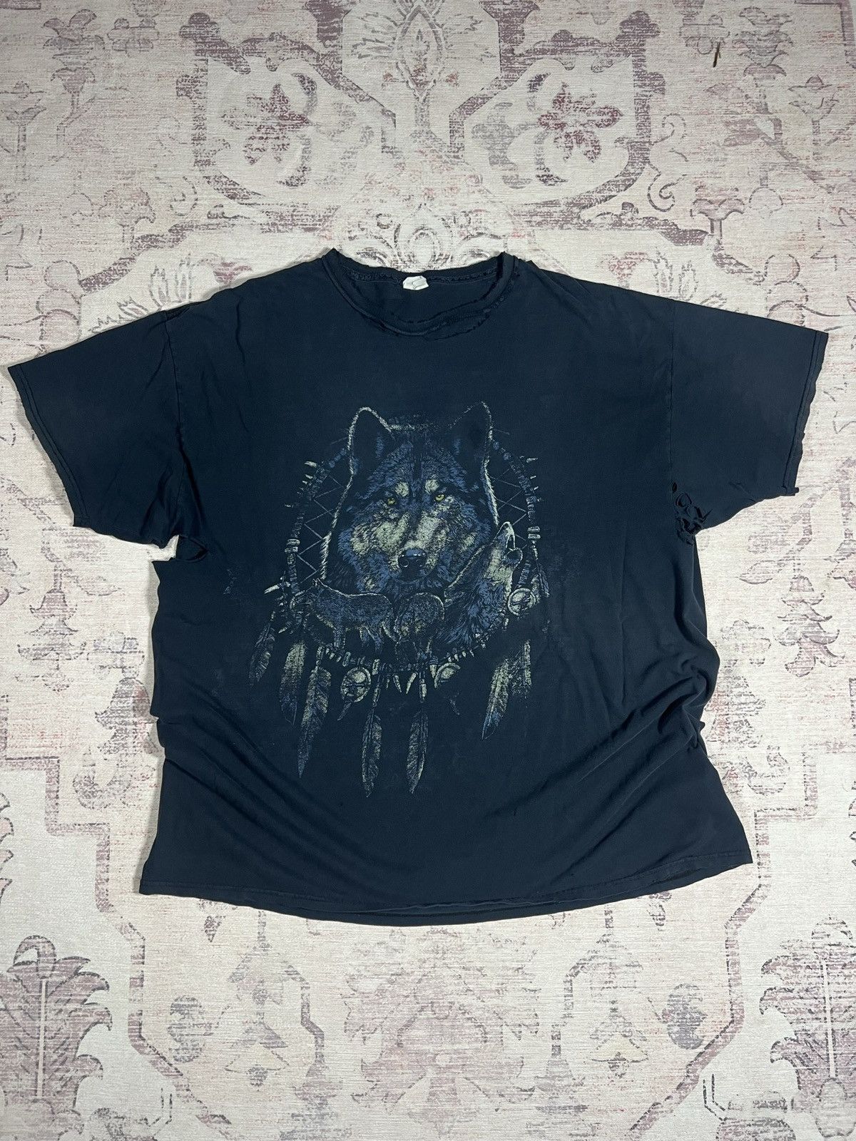 Habitat Vintage Y2K Faded Thrashed Wolf Dream Catcher Western Tee Size US XL / EU 56 / 4 - 1 Thumbnail