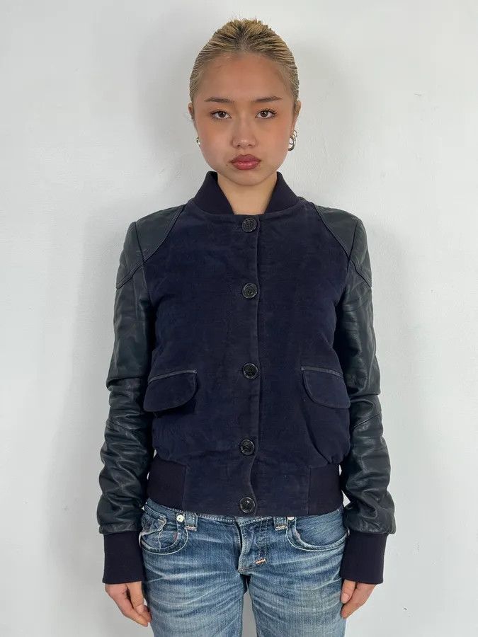 Gianfranco Ferre AW2011 Gianfranco Ferré Navy Suede & Black Leather Bomber Jacket Size S / US 4 / IT 40 - 2 Thumbnail
