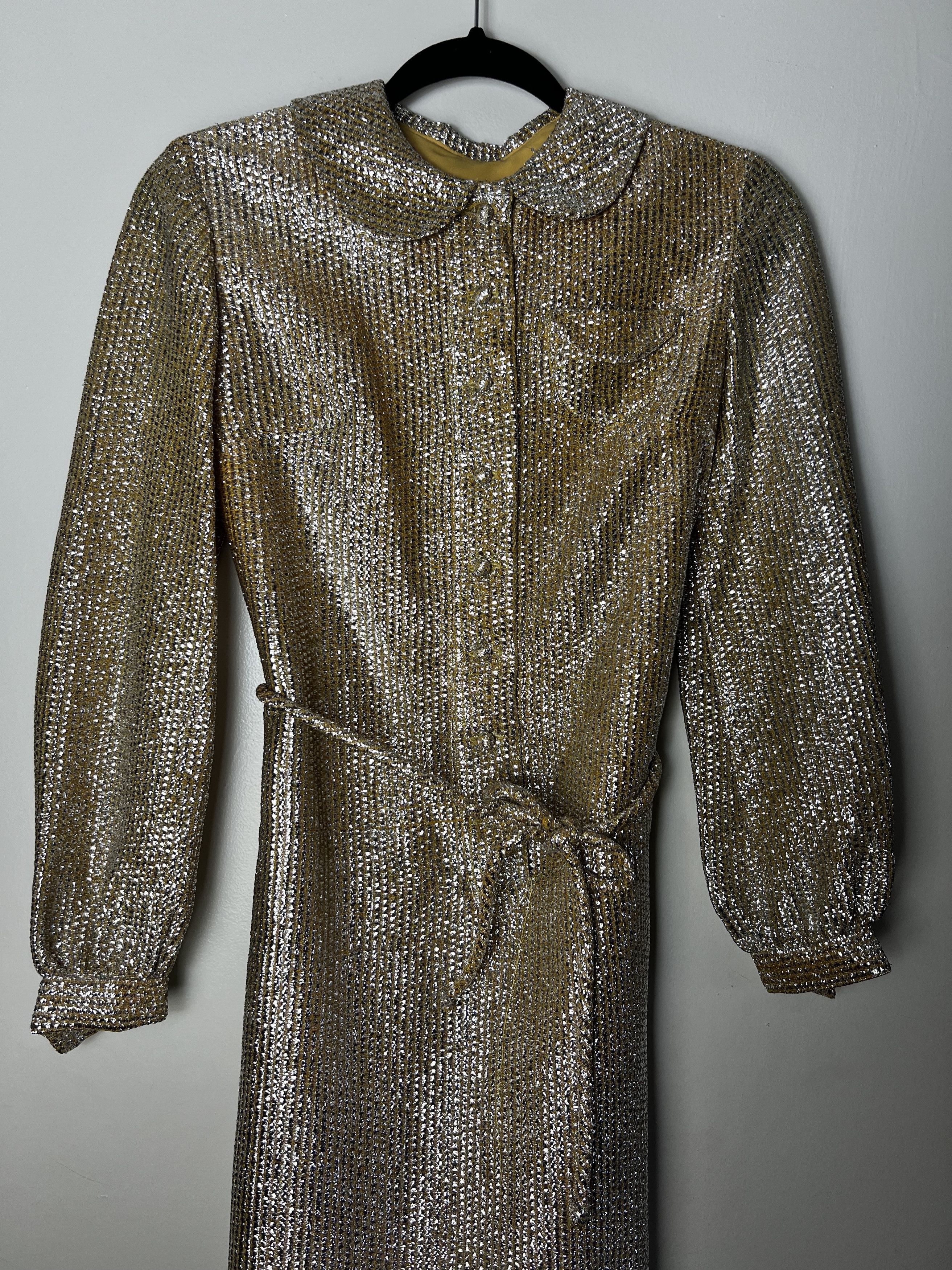 Vintage Vintage 1960's 2pcs. Parc Jr. Silver Metallic Cocktail Dress Size S / US 4 / IT 40 - 5 Thumbnail