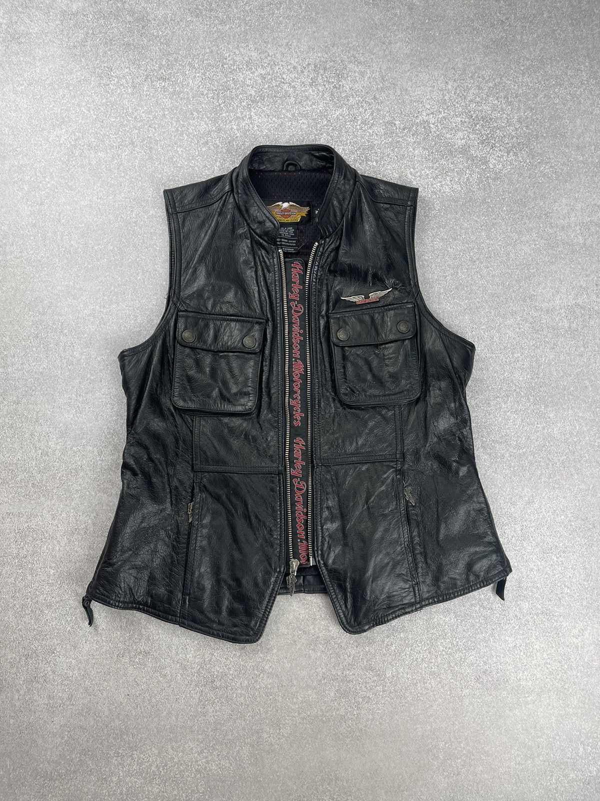 Harley Davidson × Vintage Vintage Harley Davidson Black Leather Vest Women’s Size L Size L / US 10 / IT 46 - 1 Thumbnail