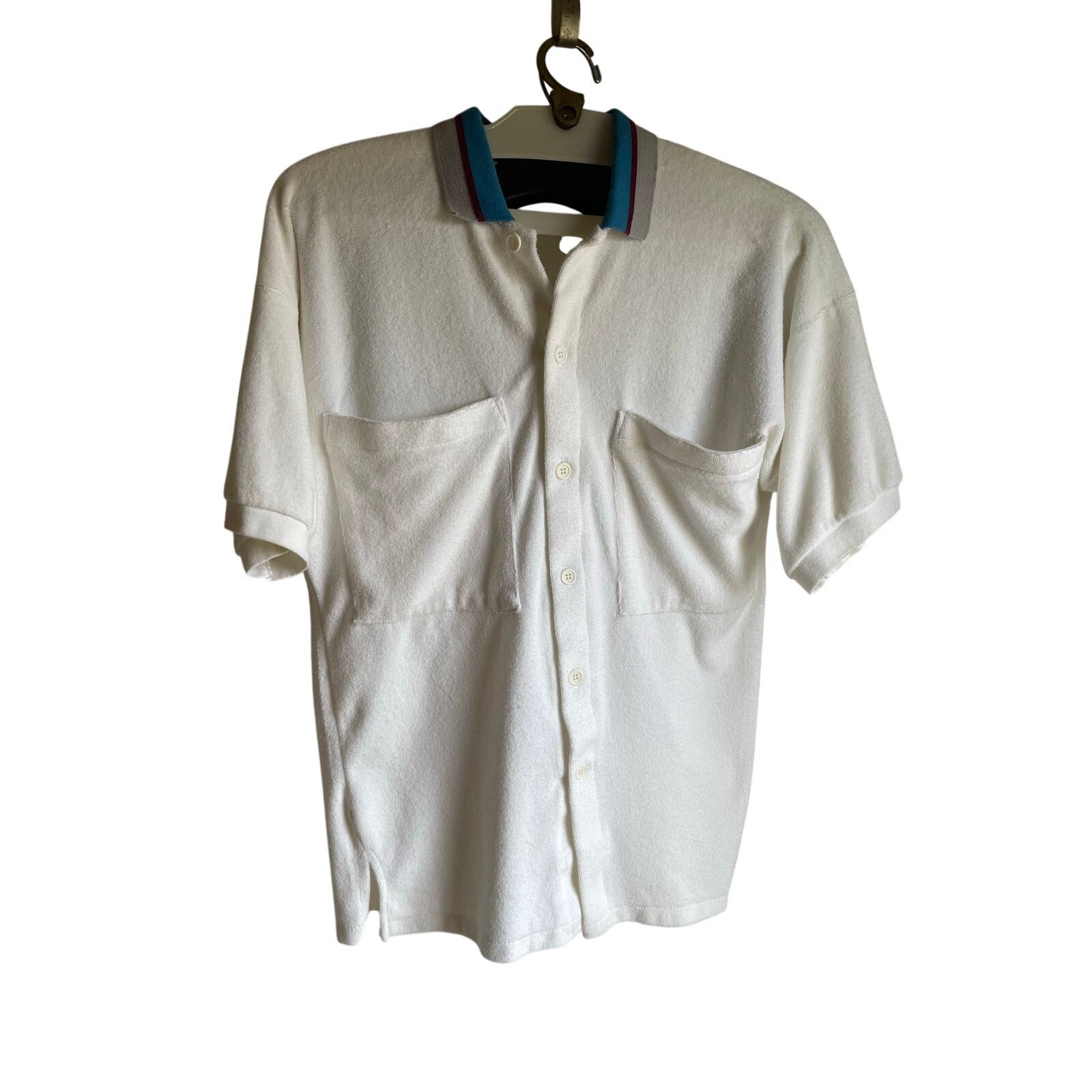 Jantzen Jantzen Vintage 70s Textured Knit Striped Polo M Size US M / EU 48-50 / 2 - 2 Thumbnail