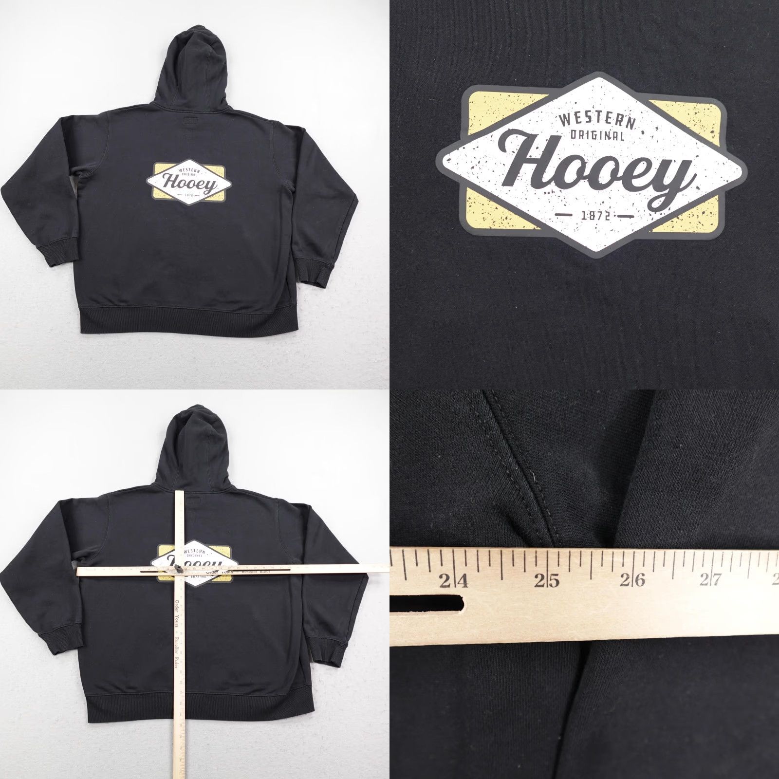 Vintage Hooey Hoodie Mens 2XL Black Full Zip Sweatshirt Aztec Lined Hood Western Rodeo Size US XXL / EU 58 / 5 - 8 Thumbnail