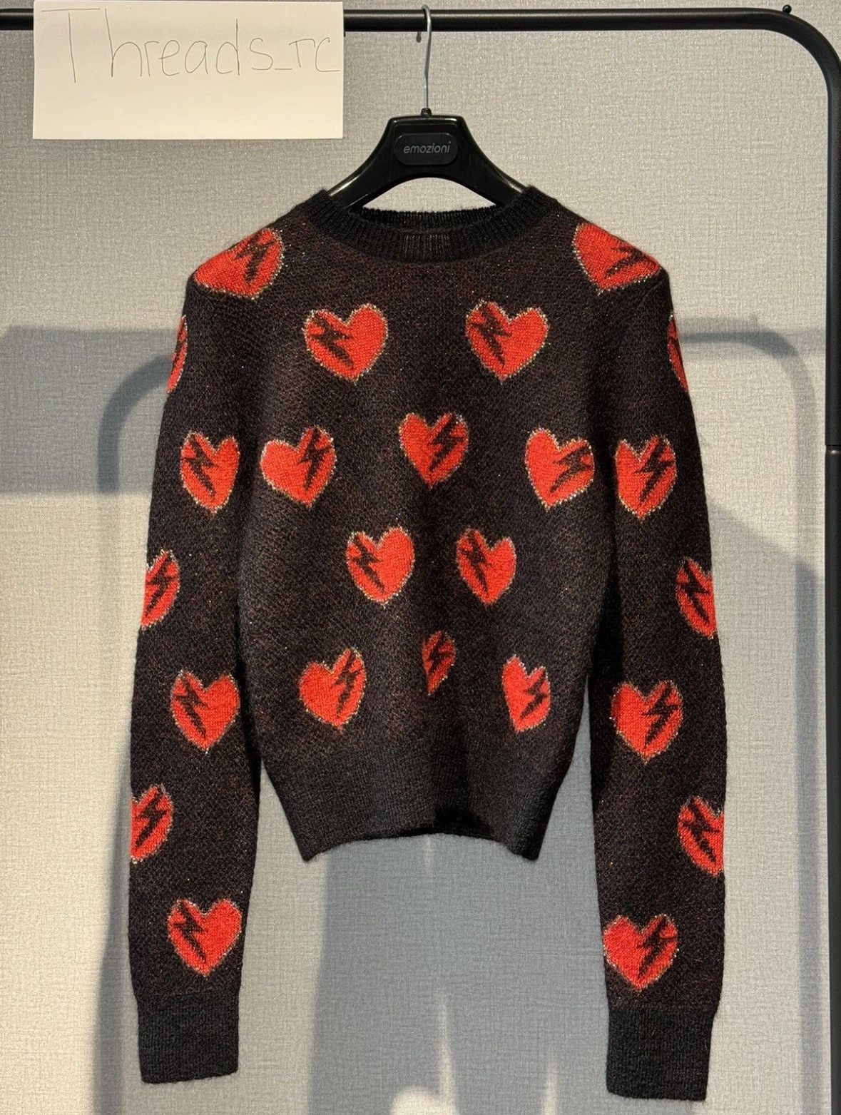 Saint Laurent Paris SAINT LAURENT BLACK HEART EMBROIDERED SWEATER Size S / US 4 / IT 40 - 3 Thumbnail