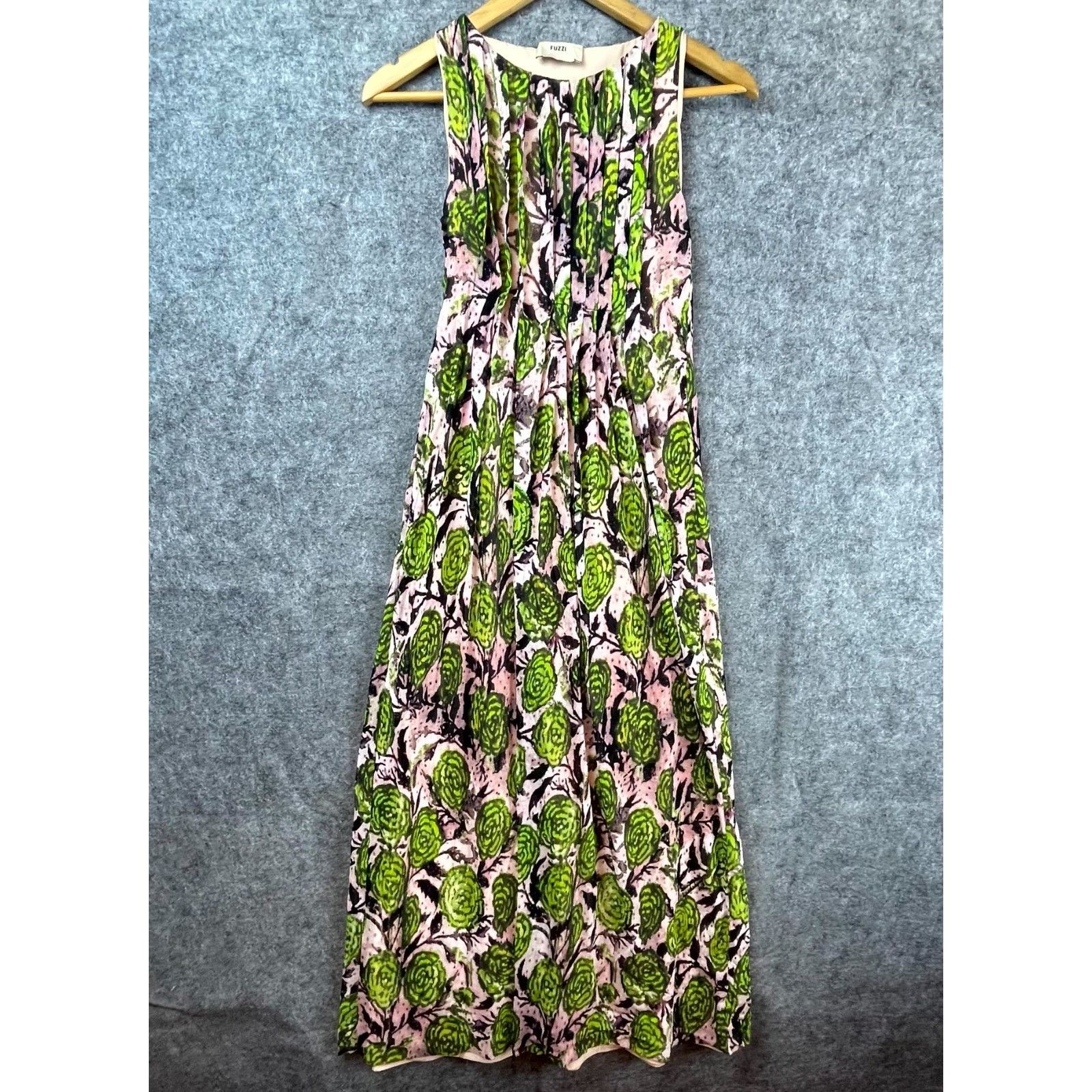 FUZZI Fuzzi Dress Small Green Pink Pleated Gauzy Whimsical Fairy Size S / US 4 / IT 40 - 1 Thumbnail