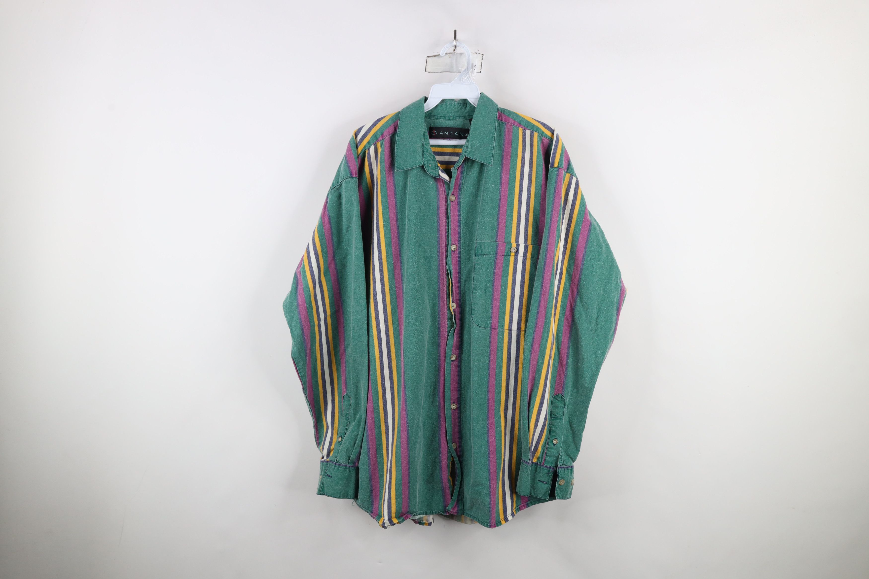 Vintage Vintage 90s Streetwear Rainbow Striped Collared Button Shirt Size US L / EU 52-54 / 3 - 1 Thumbnail