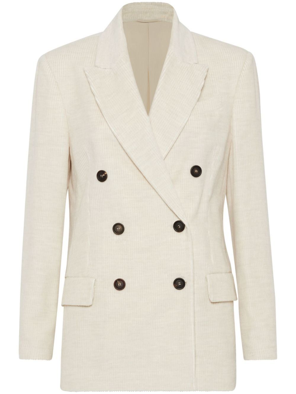 Brunello Cucinelli COTTON BLEND DOUBLE-BREASTED JACKET Size S / US 4 / IT 40 - 1 Thumbnail
