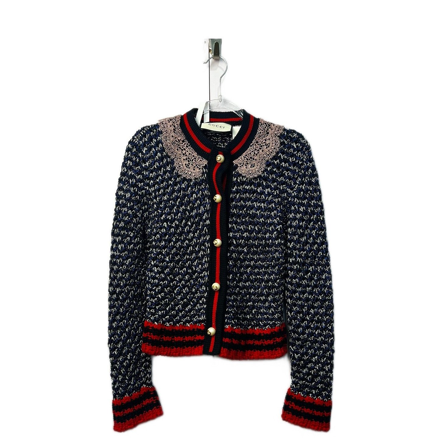 Gucci Gucci Pearl Button Lace Collar Cardigan Size L Size L / US 10 / IT 46 - 1 Thumbnail