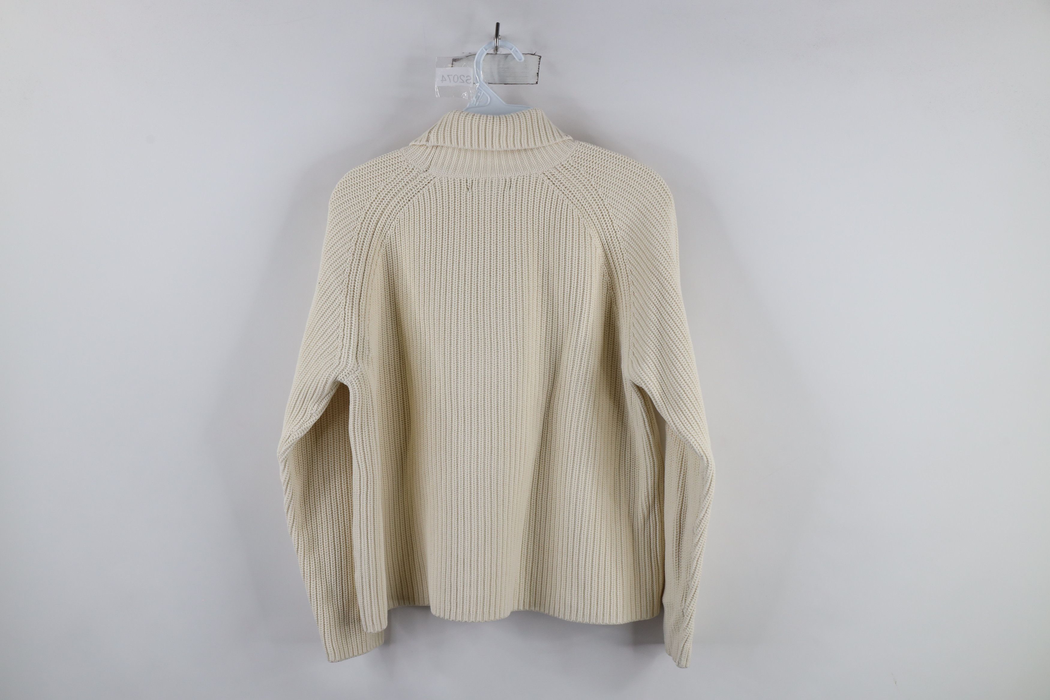 Lands' End × Vintage Vintage 90s Lands End Ribbed Knit Turtleneck Sweater Cream Size L / US 10 / IT 46 - 6 Thumbnail