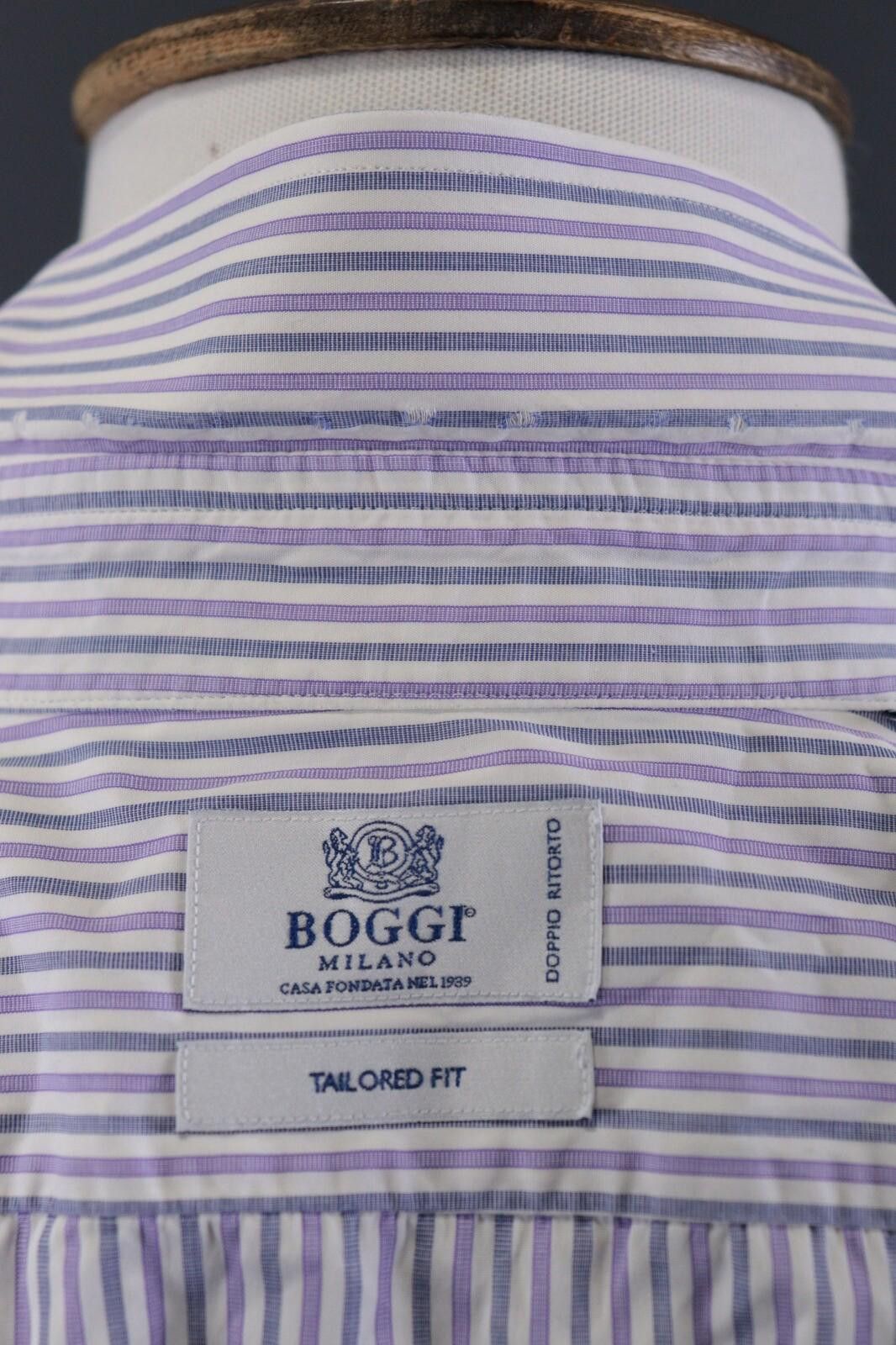 Designer Boggi Milano Doppio Ritorto Tailpred Shirt Size 41 / 16 Size US M / EU 48-50 / 2 - 10 Thumbnail