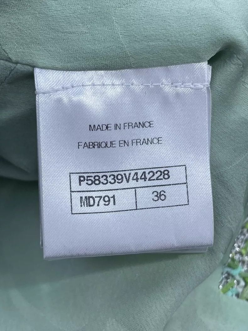 Chanel Chanel Classic silver thread broken green glitter jacket 25 Size XS / US 0-2 / IT 36-38 - 7 Thumbnail