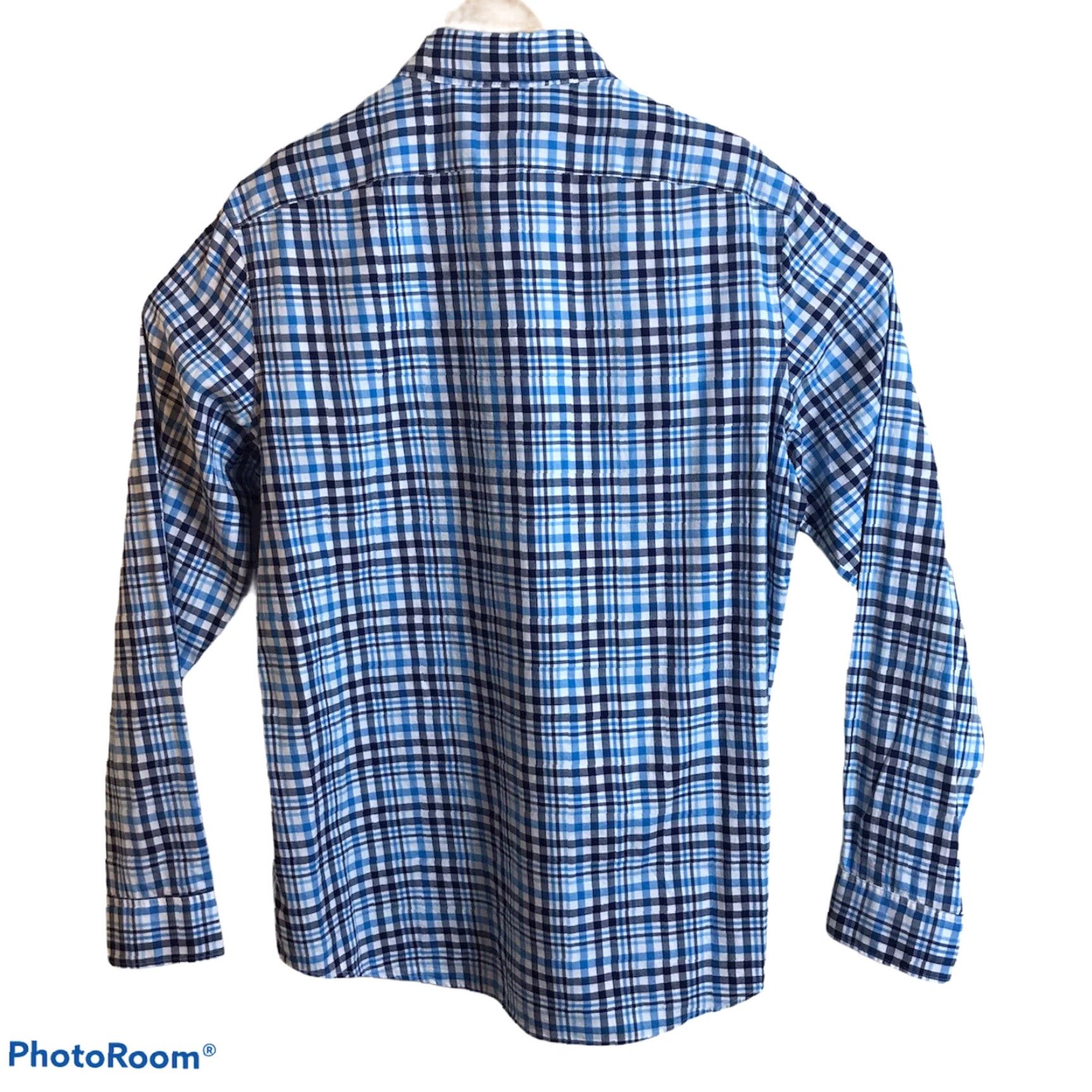 Michael Kors Michael Kors Shirt Mens XL Blue Plaid Print Cotton Rayon Slim Fit Long Sleeve Button-Up Button-Down Collar NEW Size US XL / EU 56 / 4 - 5 Thumbnail