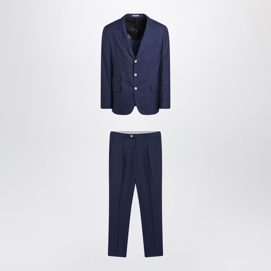 Brunello Cucinelli o1d2blof0226 Single-Breasted Wool Suit in Blue Size US M / EU 48-50 / 2 - 1 Thumbnail