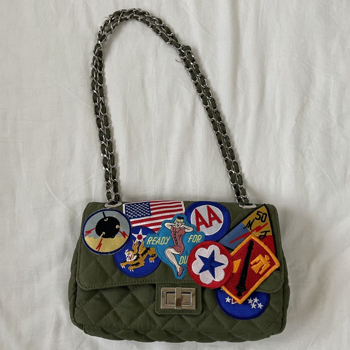 image of Readymade Chanel Omage Chain Bag Military in Khaki, Women's
