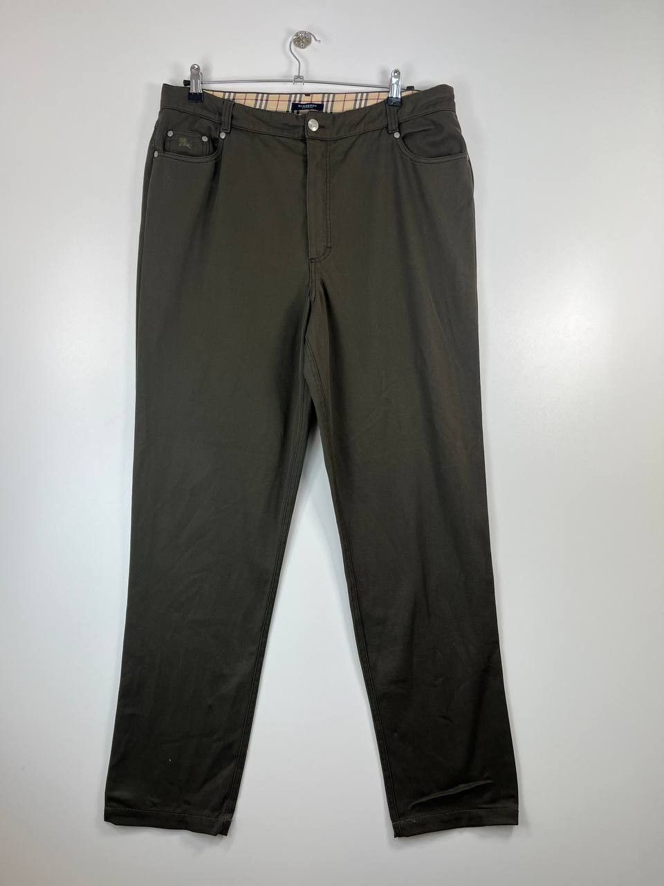 Burberry Burberry London Women’s Pants Stretch Cotton Olive Check 48 Size 34" / US 12 / IT 48 - 1 Thumbnail