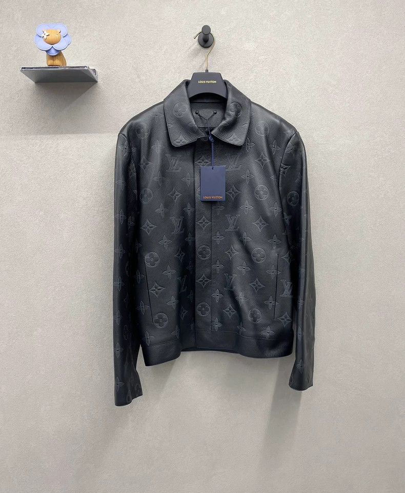 Louis Vuitton Louis Vuitton Black leather jacket with full logo jacket 25 Size US S / EU 44-46 / 1 - 1 Thumbnail