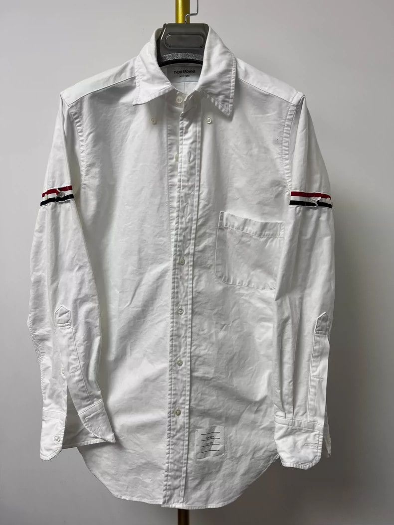 Thom Browne Thom Browne White classic striped double-sleeved shirt 2503 Size US XS / EU 42 / 0 - 1 Thumbnail