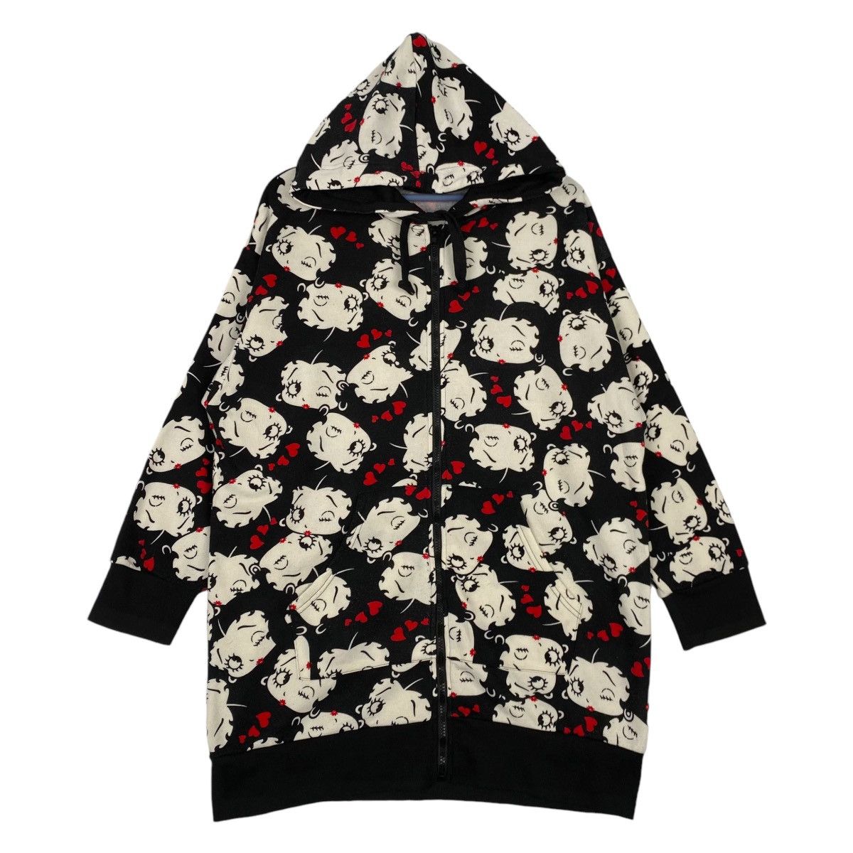 Vintage Vintage Betty Boop Hoodie All Printed White Black Pullover Size US XL / EU 56 / 4 - 1 Thumbnail