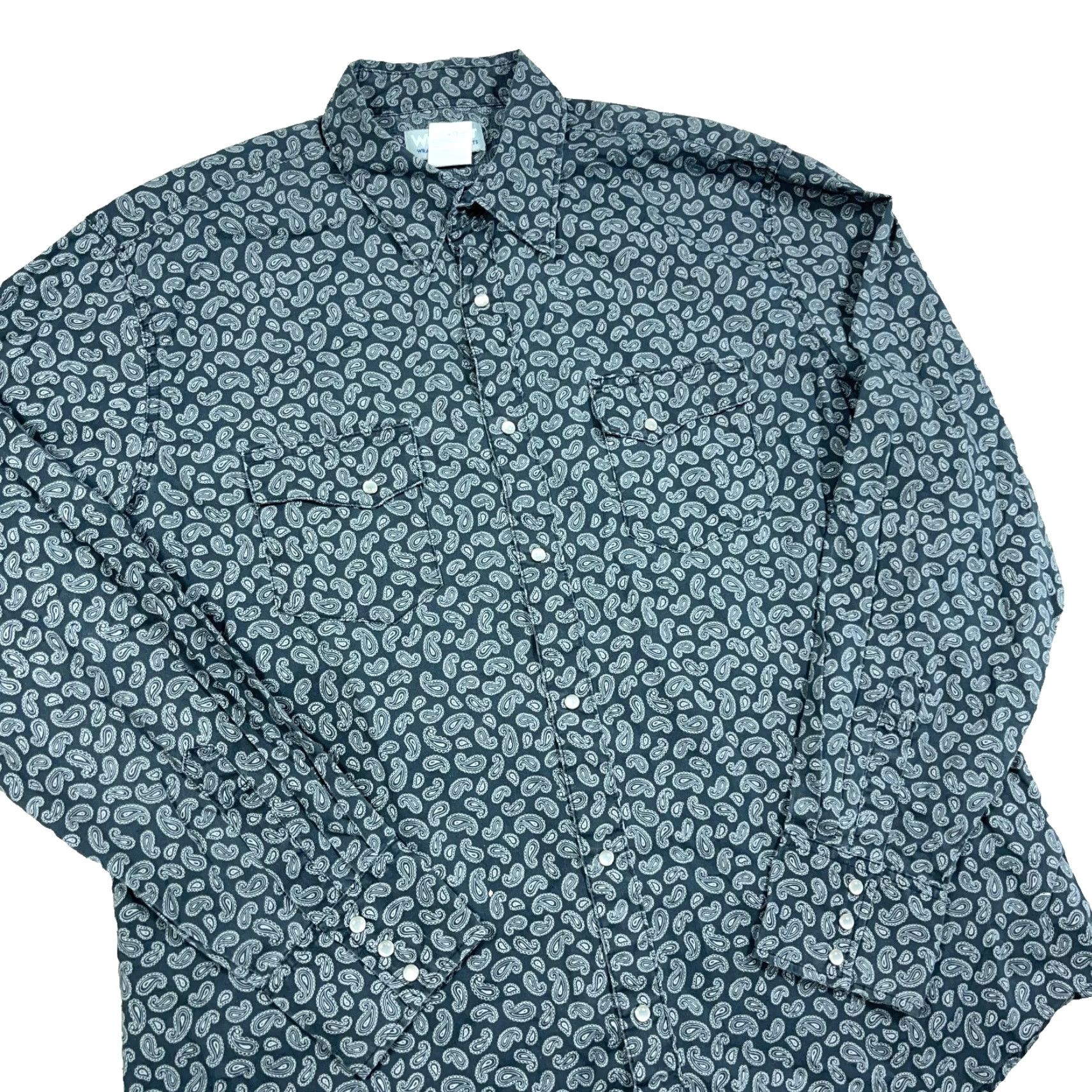 Wrangler Wrangler Western Shirt Men XL Gray Paisley Pearl Snap Button Up Cowboy Wrancher Mens Size US XL / EU 56 / 4 - 2 Thumbnail
