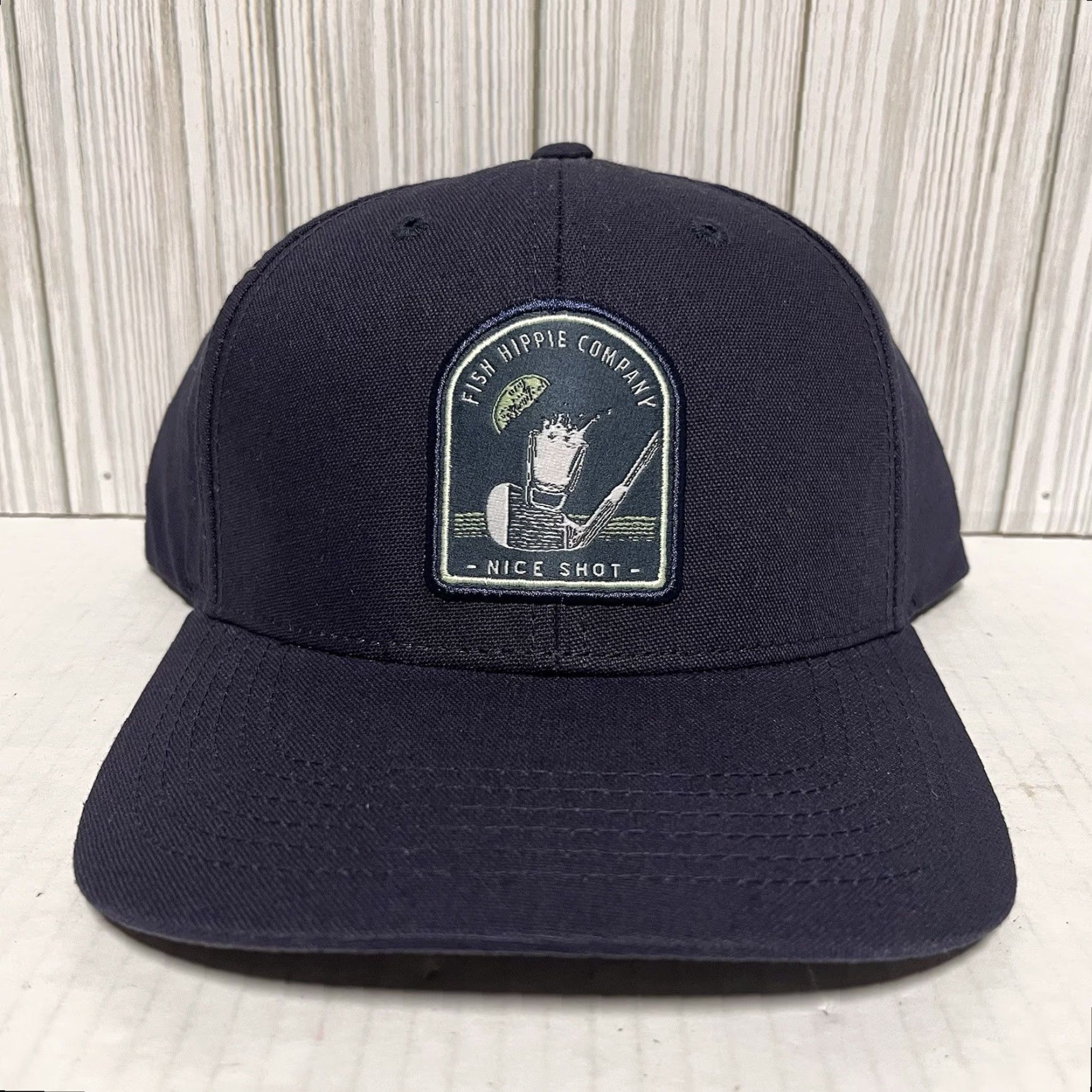 Vintage Fish Hippie Golf Hat Cap Snap Back Navy Blue Nice Shot Cocktail New Golfer Mens One Size Baseball Cap Twill Cotton adjustable breathable Size ONE SIZE - 2 Thumbnail