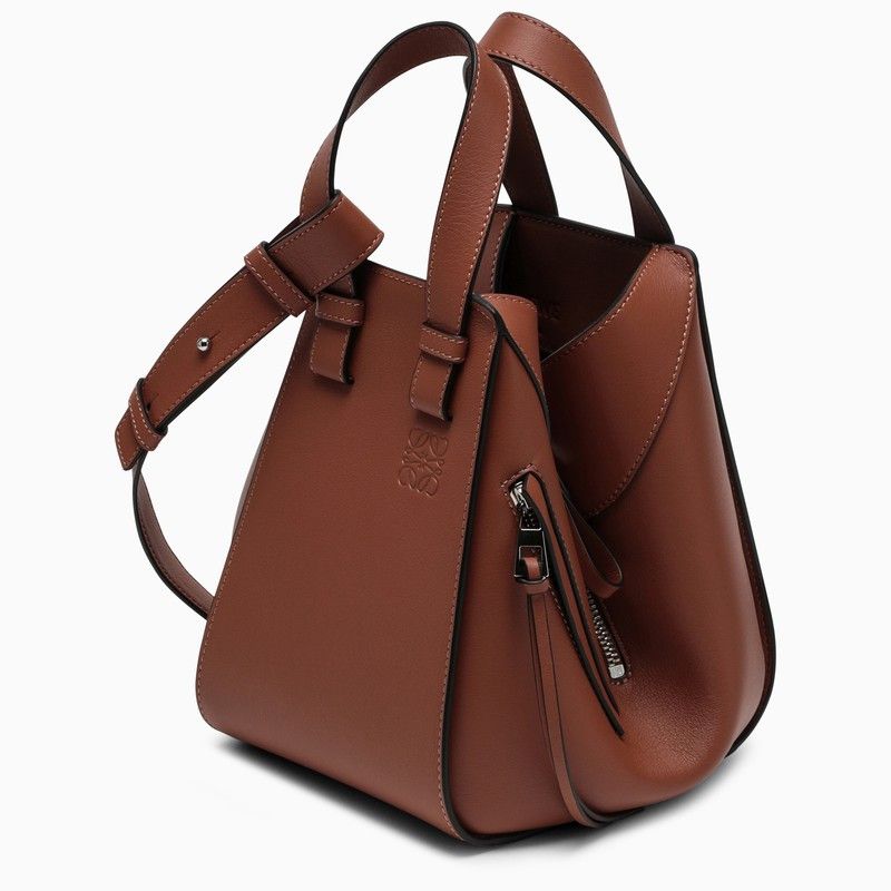 image of Loewe Compact Hammock Brown Leather Bag in Orange, Women's