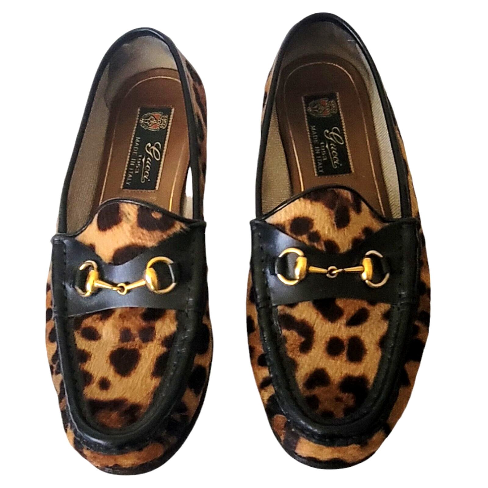 Gucci GUCCI Black Brown Calf Hair Animal Print Loafers Made Italy Size US 5.5 / IT 35.5 - 4 Thumbnail